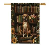 Spring Boxer, bandiera per la casa del cane, 71 x 101 cm, double-face, decorativa per esterni, libreria con fiori, per cuccioli, cortile, bandiera per la casa, divertente bandiera per animali
