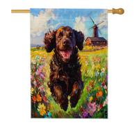 Spring Boykin Spaniel - Bandiera per casa del cane, 71 x 101 cm, double-face, per decorazione esterna, giardino, cuccioli, cortile, casa, tela, divertente motivo floreale per animali domestici, per