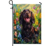 Spring Boykin Spaniel Dog Colorful Flowers Pattern Bandiera Da Giardino Decorative Bandiera Da Cortile Doppia Faccia Bandiere Da Giardino Per Decorazione Casa Prato 30X45Cm