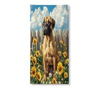 Spring Bullmastiffs - Copertura per porta esterna per cani, 91 x 182 cm, con girasole, per casa dei cuccioli, per porta anteriore e posteriore, decorazione per uscita, decorazione per casa e portico