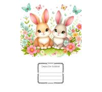 Spring Bunny Composition Notebook - Cute Rabbits Floral Journal, Wide Ruled Notebook for Kids, Gift Idea for Girls & Boys