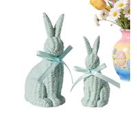 Spring Bunny Decorations - Easter Bunny Figurine Set, Aesthetic Rattan Easter Animal Sculpture | Farmhouse Home Décor Centerpiece for Living Room Bedroom Study Nursery Bedside Bookshelves Windowsill S