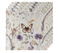 Spring Butterfly - Set di 4 tovaglioli di stoffa da 50 x 50 cm, morbidi e confortevoli, riutilizzabili, per feste e matrimoni