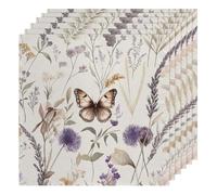 Spring Butterfly - Set di 6 tovaglioli di stoffa da 50 x 50 cm, morbidi e confortevoli, riutilizzabili, per feste e matrimoni