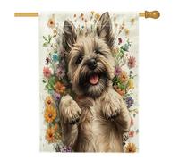 Spring Cairn Terrier - Bandiere per la casa del cane, 71,1 x 101,6 cm, double face, decorative, graziose bandiere floreali per cortile, tela per la casa, bandiere decorative per animali domestici per
