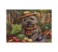 Spring Cairn Terrier - Puzzle da giardinaggio per adulti, 500 pezzi, puzzle in legno stampato con cuccioli, fattoria, campagna, decorazioni per la casa