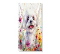 Spring Cavachon Dog - Copertura per porta esterna 36 x 72, divertente acquerello con fiori di campo per la casa dei cuccioli, decorazione per porta anteriore e posteriore, decorazione per portico