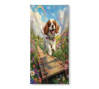 Spring Cavalier King Charles Spaniel Dog Outdoor Door Cover 91,2 x 182,9 cm, decorazione per porta anteriore e posteriore per giardino di campagna, decorazione divertente per la casa e il portico
