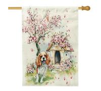 Spring Cavalier King Charles Spaniel Front Yard Backyard House Bandiere in iuta 28 x 40 su entrambi i lati per esterni, divertenti bandiere floreali per casa cabina, bandiera per portico casa cane