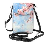 Spring Cherry Bloom Piccola borsa a tracolla per telefono da donna in pelle PU portafoglio con slot per carte di credito cinturino regolabile