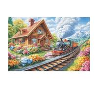 Spring Cottage Train Puzzle 1000 Pezzi Giochi Da Tavolo Per Serate Divertimento in Gruppo Rilassamento E Convivialità Regalo Per Amici 1000 PCS