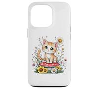 Spring Cottagecore Flowers Orange Tabby Kawaii Kitty da donna Custodia per iPhone 13 Pro