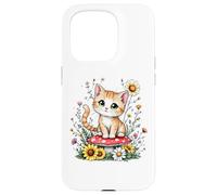 Spring Cottagecore Flowers Orange Tabby Kawaii Kitty da donna Custodia per iPhone 15 Pro
