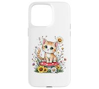 Spring Cottagecore Flowers Orange Tabby Kawaii Kitty da donna Custodia per iPhone 15 Pro Max