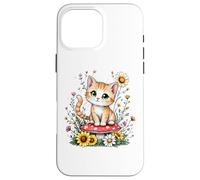 Spring Cottagecore Flowers Orange Tabby Kawaii Kitty da donna Custodia per iPhone 16 Pro Max