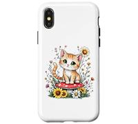 Spring Cottagecore Flowers Orange Tabby Kawaii Kitty da donna Custodia per iPhone X/XS