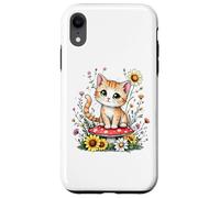 Spring Cottagecore Flowers Orange Tabby Kawaii Kitty da donna Custodia per iPhone XR