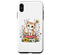 Spring Cottagecore Flowers Orange Tabby Kawaii Kitty da donna Custodia per iPhone XS Max