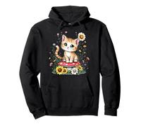 Spring Cottagecore Flowers Orange Tabby Kawaii Kitty da donna Felpa con Cappuccio