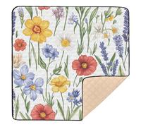 Spring Cute Floral Colorful Rustic12 - Tappetino da gioco per bambini per interni ed esterni, impermeabile, imbottito, per bambini, 127 x 127 cm