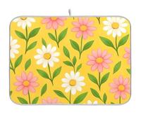 Spring Daisy - Tappetino scolapiatti per bancone della cucina, reversibile, assorbente, 40,6 x 45,7 cm, colore: rosa