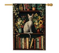 Spring Devon Rex, bandiera per casa dei gatti, 71 x 101 cm, double-face, decorativa per esterni, per libreria, gattino, cortile, bandiera, per la casa, divertente per animali domestici, piccola