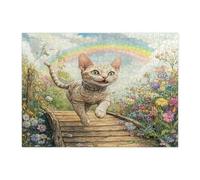 Spring Devon Rex - Puzzle per adulti, 500 pezzi, puzzle in legno con gattini da giardino in campagna, divertenti decorazioni per animali domestici per l'intrattenimento domestico