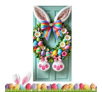 Spring Door Cover,35.4x70.8inch Reusable Bunny Backdrop - Easter Door Sign,for Yard Outside Party Garage Classroom Home Office Porch Wall
