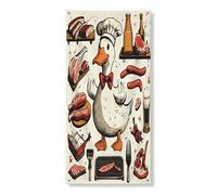 Spring Duck BBQ Copertura per porta esterna 91 x 182 cm, per barbecue pollame chef stampato per porta anteriore e posteriore, decorazione per ingresso, strane decorazioni vintage per la casa e il