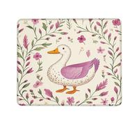 Spring Duck - Tappetino per mouse con motivo floreale e fiori di acquarello con bordo cucito, in gomma, antiscivolo, lavabile, tappetino per mouse da gioco per casa e ufficio, computer portatile