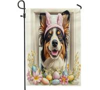 Spring Easter Australian Shepherd Funny Bunny Eggs Bandiera Vacanza Decorative Bandiera Divertenti Bandiere Per Decorazione Casa Prato 30X45Cm