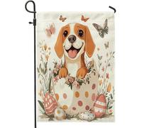 Spring Easter Beagle Dog Fun Cute Eggs Puppy Pattern Bandiera Vacanza Decorative Bandiera Da Giardino Stagionale Bandiere Per Casa Dormitorio Soggiorno 30X45Cm