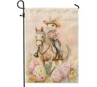 Spring Easter Bunny Horse Peach Flower Eggs Bandiere Colore Vivido Bandiera Resistente Alle Intemperie Bandiere Verticale Per Balcone Portico Feste 30X45Cm