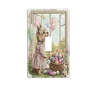 Spring Easter Cairn Terrier Dog Decorative Light Switch Cover Piastra da parete 1 Gang Single Toggle, Victoria Country Puppy piastra elettrica per stanza, copertura interruttore casale