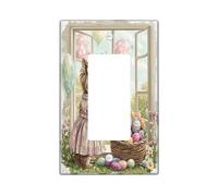 Spring Easter Cairn Terrier Dog Decorative Light Switch Cover Placca da parete 1 banda singola Rocker, Victoria Country Puppy piastra elettrica per stanza, copertura interruttore casale