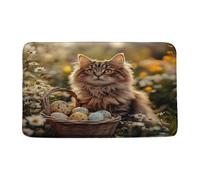 Spring Easter Cat Funny Easter Cute Kitty Colorful Eggs Zerbino Ingresso Assorbente Tappeto Entrata Trappola Sporco Tappeti Da Bagno Per Esterno Vasca Interno 40X60Cm