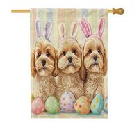 Spring Easter Cavachon - Bandiere per casa del cane, 71 x 101 cm, double-face, per esterni, simpatiche uova divertenti, bandierine verticali standard per la casa, in tela, per animali domestici