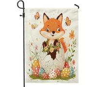 Spring Easter Fox Fun Cute Eggs Animal Pattern Bandiera Vacanza Stagionale Bandiera Esterna Decorative Bandiere Per Casa Prato Camera Da Letto 30X45Cm