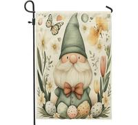 Spring Easter Gnomes Cute Flower Eggs Plant Pattern Bandiera Esterna Stagionale Bandiera Vacanza Doppia Faccia Bandiere Per Prato Il Portico Patio 30X45Cm