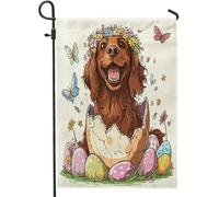 Spring Easter Irish Setter Dog Fun Cute Eggs Puppy Pattern Bandiera Da Giardino Stagionale Bandiera Esterna Decorative Bandiere Da Cortile Per Soggiorno Patio Il Portico 30X45Cm