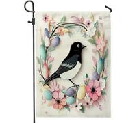 Spring Easter Magpies Bird Flower Wreaths Eggs Pattern Bandiera Da Cortile Moda Bandiera Vacanza Decorative Bandiere Da Giardino Per Patio Parete Decorazione 30X45Cm