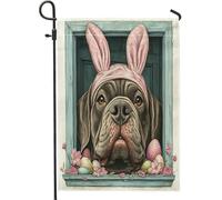 Spring Easter Neopolitan Mastiff Dog Funny Bunny Eggs Bandiera Vacanza Moda Bandiera Esterna Decorative Bandiere Per Parete Patio Soggiorno 30X45Cm