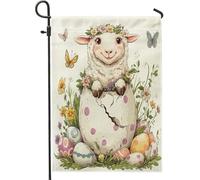 Spring Easter Sheep Lamb Fun Cute Eggs Animal Pattern Bandiera Di Benvenuto Moda Bandiera Esterna Divertenti Bandiere Da Cortile Per Il Portico Soggiorno Patio 30X45Cm