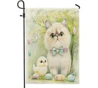 Spring Easter Short-Haired Cats Cute Chick Eggs Bandiera Da Giardino Doppia Faccia Bandiera Da Cortile Divertenti Bandiere Per Interni Prato Parete 30X45Cm