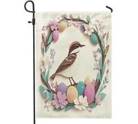 Spring Easter Skylark Bird Flower Wreaths Eggs Pattern Bandiera Da Giardino Moda Bandiera Da Cortile Decorative Bandiere Per Patio Casa Decorazione 30X45Cm