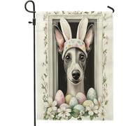 Spring Easter Whippet Dog Funny Bunny Eggs Bandiera Vacanza Moda Bandiera Da Cortile Decorative Bandiere Per Decorazione Patio Casa 30X45Cm
