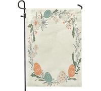 Spring Easter Wreaths Aesthetic Flower Plant Eggs Bandiera Moda Bandiera Da Giardino Decorative Bandiere Da Giardino Per Parete Balcone Dormitorio 30X45Cm