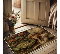 Spring Fairy - Zerbino anfibio verde e fata bionda, per interni ed esterni, decorazione paese delle meraviglie, tappetino in gomma impermeabile, antiscivolo, assorbe la polvere, facile da pulire, 73 x