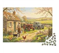 Spring Farm Jigsaw Puzzle 1000 Pezzis Riciclato Paper Countryside Canvas Puzzles per Elderly Educativo Gioco Rilassamento Relieve Senile Dementia Gift 52x38cm/1000 Pezzi