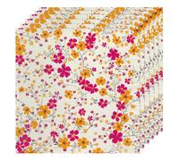 Spring Floret - Set di 6 tovaglioli di stoffa da 50 x 50 cm, morbidi e confortevoli, riutilizzabili, per feste e matrimoni